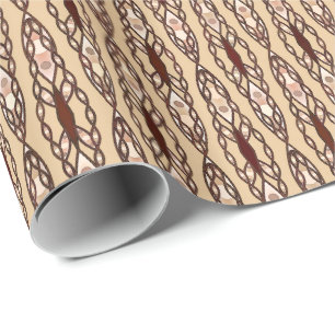 Papier Cadeau Batik Tribal - Tan, Brown foncé et crème