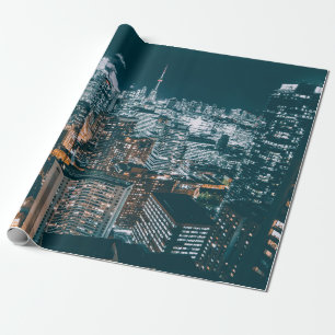PAPIER CADEAU BÂTIMENTS DE LA VILLE EN HAUT DE LA VUE