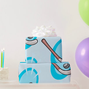 Papier Cadeau Bâton Sport De Hockey Et Papier D'Enveloppement De