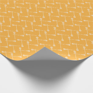 Papier Cadeau Bâtons blancs de crosse jaune à motifs