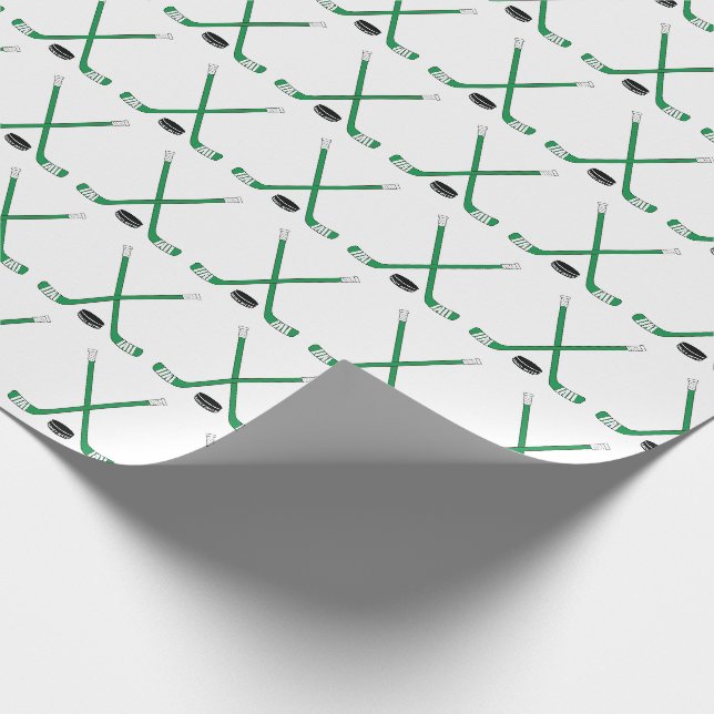 Papier Cadeau Bâtons de hockey croisés et papier d'enrobage (Coin)