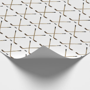 Papier Cadeau Bâtons de hockey et galet croisés