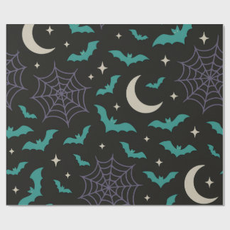 Papier Cadeau Bats et Webs de minuit - Halloween Éffrayant