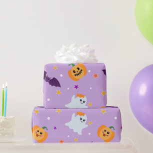 Papier Cadeau Bats fantômes d'Halloween Bats Citrouille Cadeau