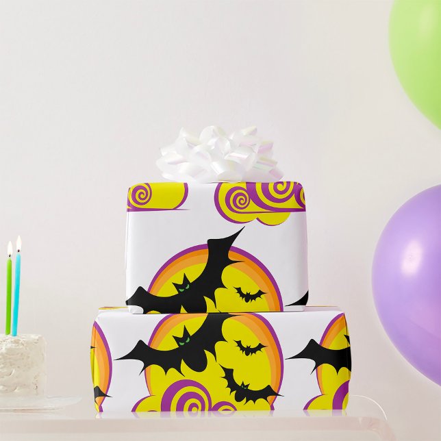 Papier Cadeau Bats volants Pleines lunes nocturnes d'Halloween (Créateur téléchargé)