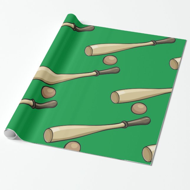 Papier Cadeau Batte de baseball en bois (Déroulé)