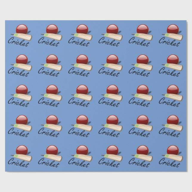 Papier Cadeau Batte et balle de cricket, design populaire (Plat)