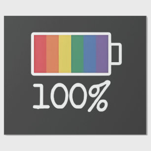 Papier Cadeau Batterie 100% Gay Funny LGBT Pride Mois Égalité