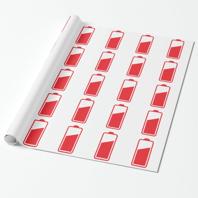 Papier Cadeau Batterie rouge à moitié pleine (Déroulé)