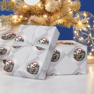 Papier Cadeau Baubles de Noël décoration des arbres argent rou