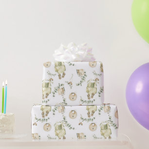 Papier Cadeau Bavoir bébé boho motif verdure