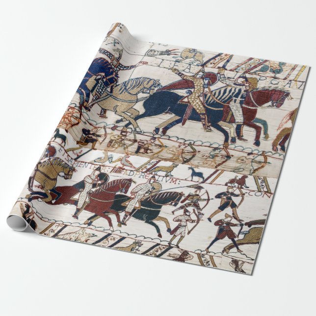 PAPIER CADEAU BAYEUX TAPESTRY 1066 NORMAN KNIGHTS AND ARCHERS (Déroulé)