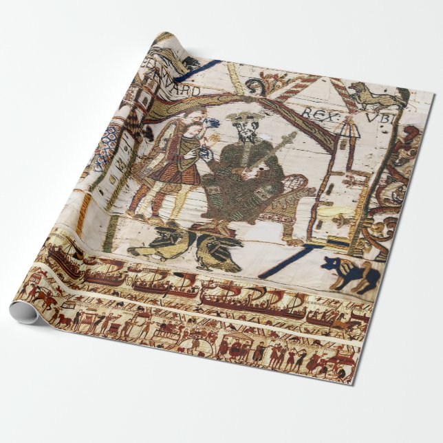 Papier Cadeau BAYEUX TAPESTRY King Edward Confessor et Harold (Déroulé)