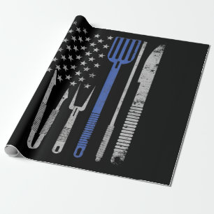 Papier Cadeau BBQ BBQ Grill Pork With USA Flag Cuisine Chef