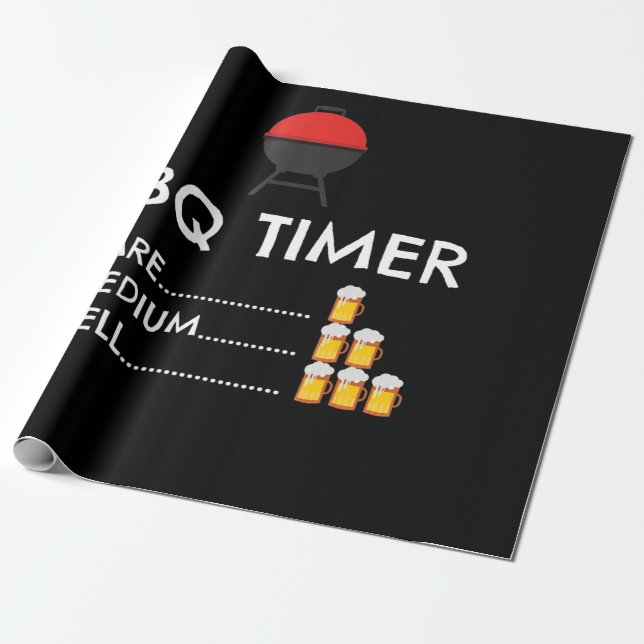 Papier Cadeau BBQ|BBQ Timer Barbecue Funny Grill Grill Cadeau (Déroulé)
