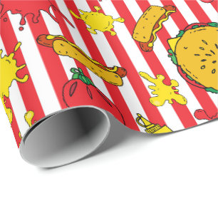 Papier Cadeau BBQ Burger Hot Dog Grill Out Barbecue Party
