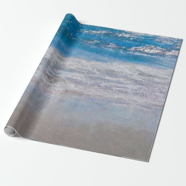 Papier Cadeau Beach Blue Ocean Vave l'art côtier tropical (Déroulé)