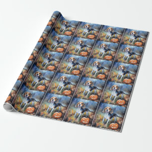 Papier Cadeau Beagle d'Halloween avec peur Citrouille