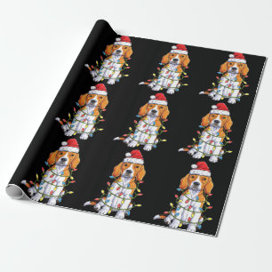Papier Cadeau Beagle Père Noël Noël Arbre Lumières Noël Cadeaux 