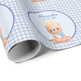 Papier Cadeau Bear Cub Personnalisé Garçons Anniversaire
