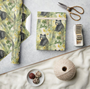 Papier Cadeau Bear mignonne Oh Baby Baby shower neutre