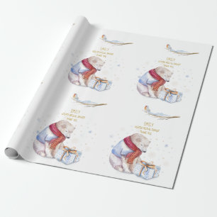 Papier Cadeau Beary Noël Ours Personnalisé Wonderland Robin