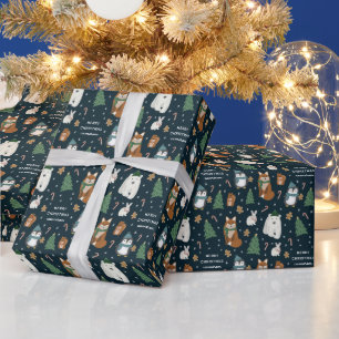 Papier Cadeau Beau Animaux d'hiver Noël personnalisé