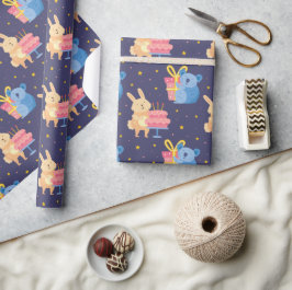Papier Cadeau Beau Anniversaire Animaux Enveloppement Papier