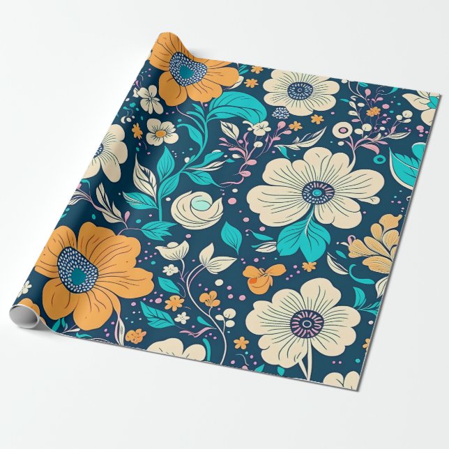 Papier Cadeau Beau Beau Floral Et Motif Sans Faille (Déroulé)