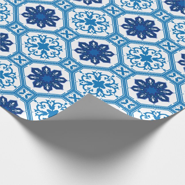 Papier Cadeau 💙 Beau bleu Azulejos I Envelopper du papier (Coin)