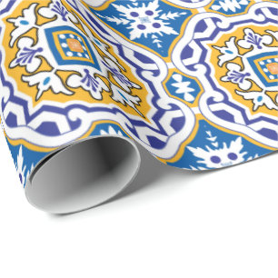 Papier Cadeau 💙 Beau bleu Azulejos IV Papier enveloppant