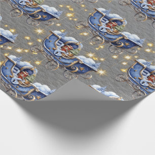 Papier Cadeau Beau Bleu de Noël coupes en acier gris