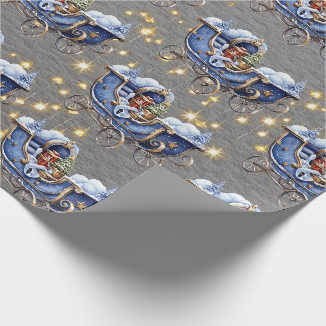 Papier Cadeau Beau Bleu de Noël coupes en acier gris (Coin)