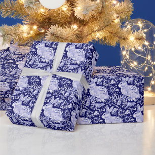 Papier Cadeau Beau bleu foncé et blanc lapin Dedham Delft