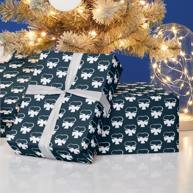 Papier Cadeau Beau bleu marine Snowflakes Vacances d'hiver (Vacances)