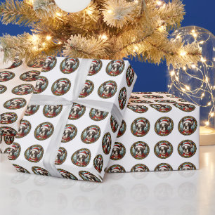 Papier Cadeau Beau Boston Terrier Chien Motif de Noël
