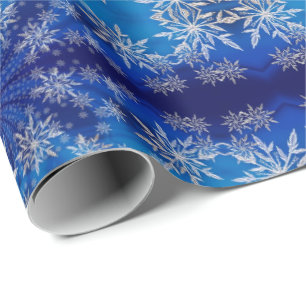 Papier Cadeau Beau Cool Grand Noël Blue Snowflake