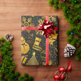 Papier Cadeau Beau design du Nouvel An, sapin de snowman