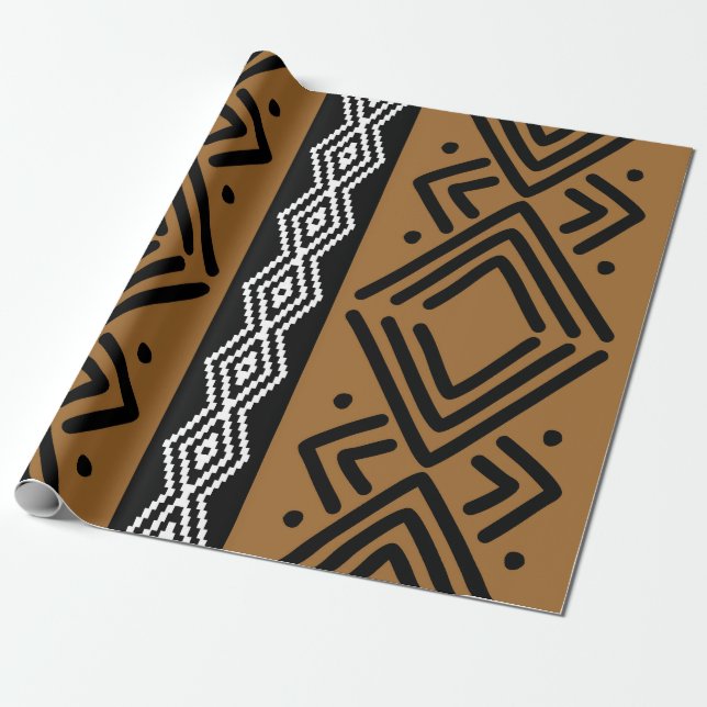 Papier Cadeau Beau Enveloppement Cadeau Africain Bogolan (Déroulé)