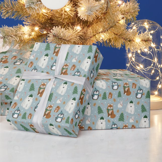 Papier Cadeau Beau hiver Animaux Motifs Noël (Vacances)