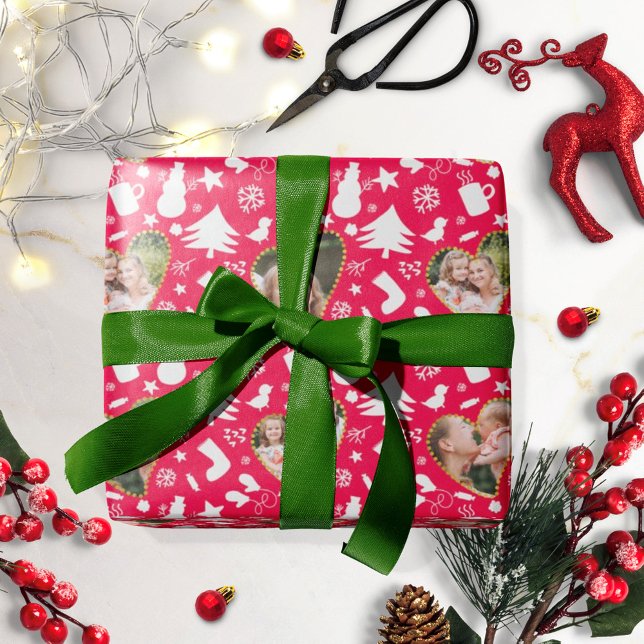 Papier Cadeau Beau hiver Motif photo Collage Noël (Créateur téléchargé)