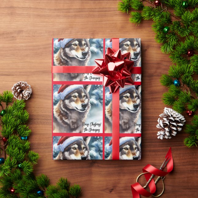Papier Cadeau Beau loup en neige (Cadeau de vacances)