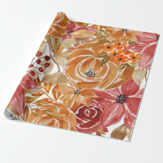 Papier Cadeau Beau Modèle Floral Avec Automne Lumineux