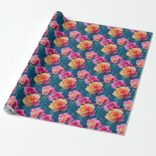 Papier Cadeau Beau Motif à fleurs rose doux