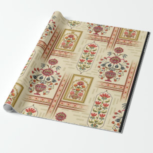 Papier Cadeau Beau motif de fleur moghole sans couture avec moti