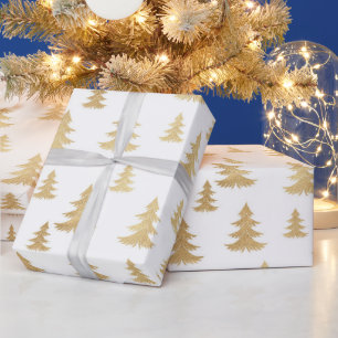 Papier Cadeau Beau Motif de Noël Or