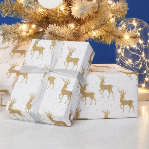 Papier Cadeau Beau Motif de Noël Or
