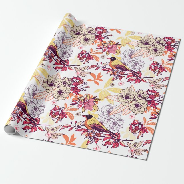 Papier Cadeau Beau motif floral (Déroulé)