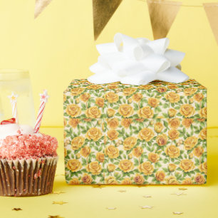 Papier Cadeau Beau Motif sans couture des Roses Jaunes