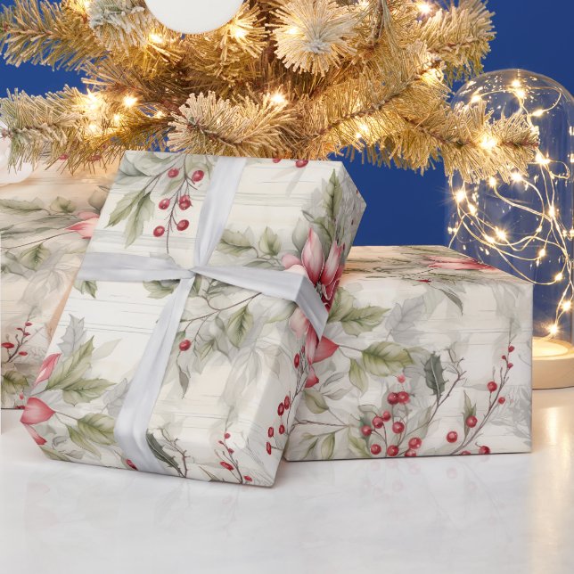Papier Cadeau Beau Noël cosy Tartan Floral (Vacances)